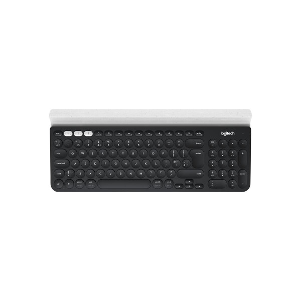 Logitech K780 Multi-Device Wireless Keyboard, Volle Größe (100%), Kabellos, RF Wireless + Bluetooth, QWERTZ, Grau, Weiß