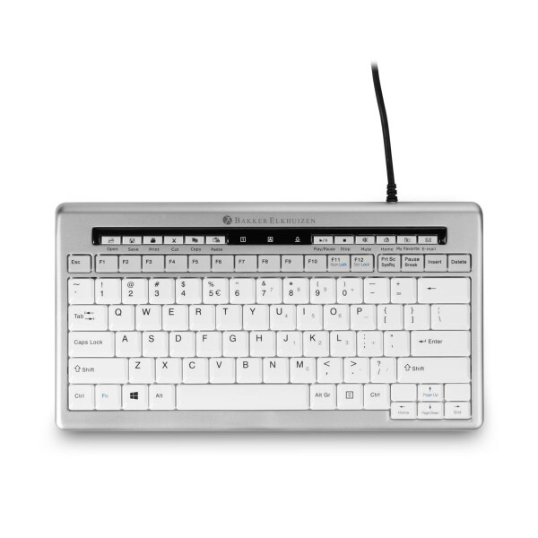 Bakker S-board 840 Compact Keyboard (US), Tenkeyless (80 - 87 %), Kabelgebunden, USB, Scherenschalter, QWERTY, Hellgrau, Weiß
