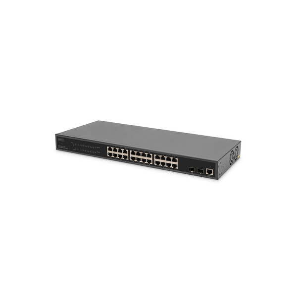 DIGITUS 24-Port Gigabit PoE Netzwerkswitch,19 Zoll, L2 managed, 2 Uplink Ports, SFP, 430 W, af/at