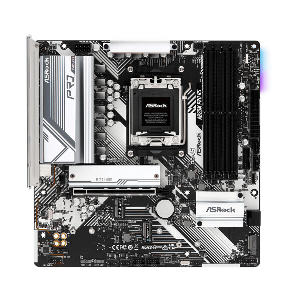 ASRock A620M Pro RS, AMD, Sockel AM5, AMD Ryzen 7000 Series, DDR5-SDRAM, 192 GB, Zweikanalig