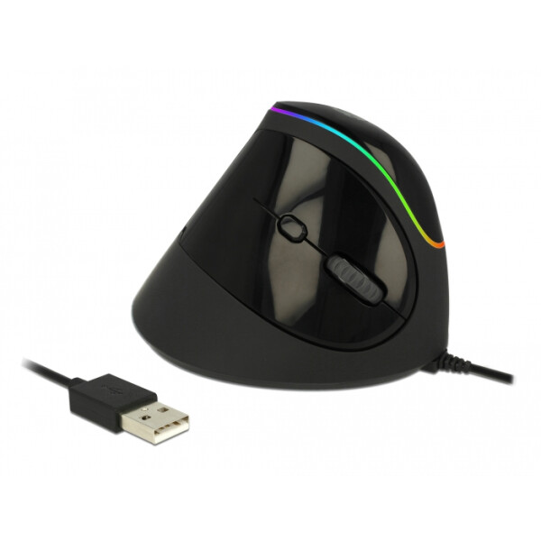 Delock 12597, rechts, Vertikale Ausführung, RF Wireless, 2500 DPI, Schwarz
