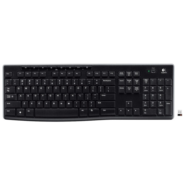 Logitech Wireless Keyboard K270, Volle Größe (100%), Kabellos, RF Wireless, QWERTZ, Schwarz