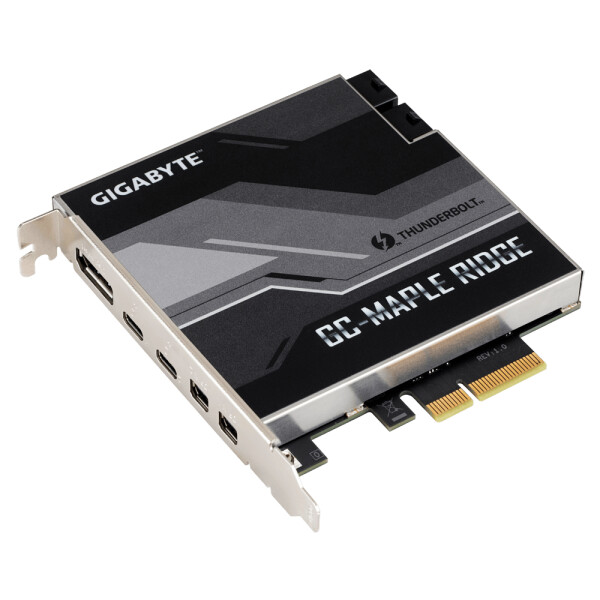 Gigabyte GC-MAPLE RIDGE, PCIe, DisplayPort, Mini DisplayPort, Thunderbolt 4, USB 3.2 Gen 2 (3.1 Gen 2), Schwarz, Grau, 40 Gbit/s