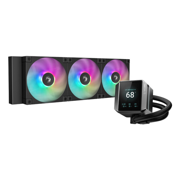Deepcool MYSTIQUE 360 ARGB, All-in-One-Flüssigkeitskühler, 12 cm, 600 RPM, 2400 RPM, 72,04 cfm, Schwarz