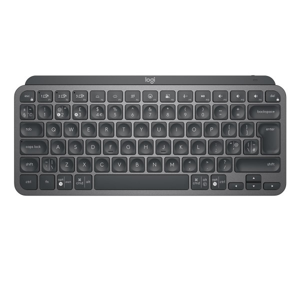 Logitech MX Keys Mini Minimalist Wireless Illuminated Keyboard, Mini, Kabellos, RF Wireless + Bluetooth, QWERTY, LED, Graphit