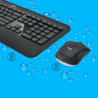 Logitech Advanced MK540, Kabellos, USB, Membran Key Switch, QWERTZ, Schwarz, Weiß, Maus enthalten