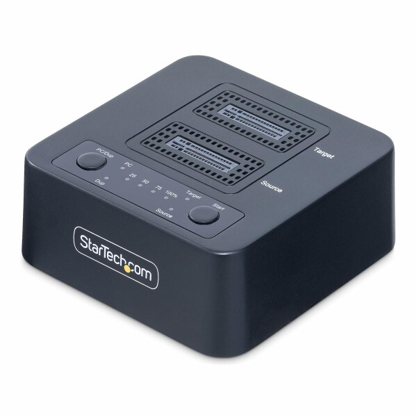 StarTech.com 1:1 M.2 NVMe Kopierstation, 90GB/m Unabhängiger PCIe SSD Duplicator/Clone Station, USB-C 3.2 20Gbps M.2 Dual-Bay Dock, NVMe Cloner, USB-C/A Kabeln, HDD/SSD-Duplikator, 1 Kopien, USB 3.2 Gen 2 (3.1 Gen 2), USB Typ-C, Kopieren, Schwarz