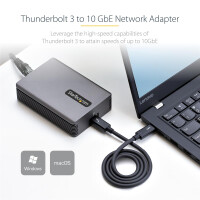 StarTech.com Thunderbolt 3 Netzwerkadapter, 10GbE, Thunderbolt 3 auf Multi-Gigabit LAN/Ethernet Adapter, 10GBASE-T/5-2.5GBASE-T NIC, Thunderbolt 3/4 LAN Adapter, 70 cm TB3 Kabel, Win/Mac, Kabelgebunden, Thunderbolt 3, Ethernet, 40000 Mbit/s, Grau
