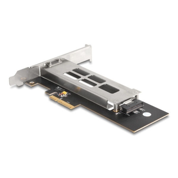 Delock Wechselrahmen PCI Express Karte für 1 x M.2 NVMe SSD - Low Profile Formfaktor, PCIe, M.2, Männlich, PCIe 4.0, Schwarz, Metallisch, Passiv