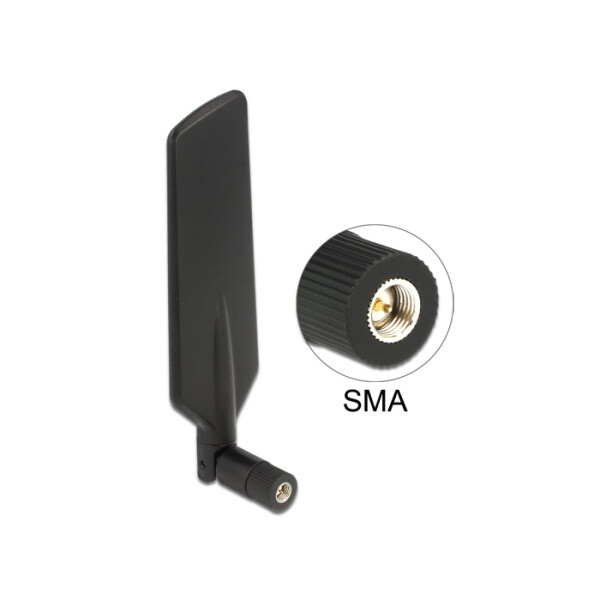 Delock 12408, 4 dBi, 0.698 - 0.791 / 0.824 - 0.96 / 1.71 - 2.17 / 2.4 - 2.5 / 5.15 - 5.875 GHz, 50 Ohm, Omnidirektionale Antenne, SMA, 2,5:1 - 5,0:1