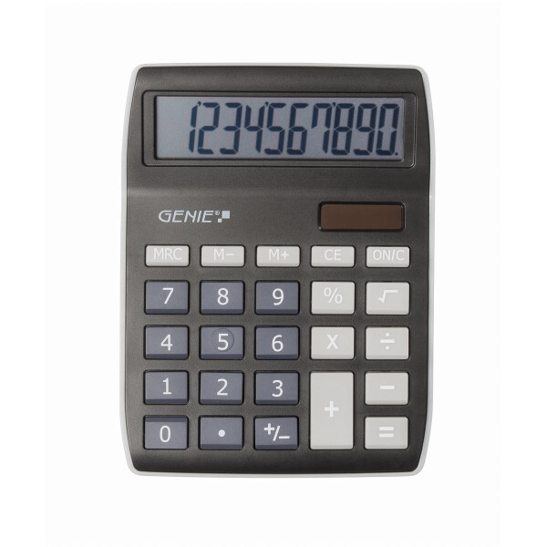 Genie 840 BK, Desktop, Display-Rechner, 10 Ziffern, Display klappbar, Batterie/Solar, Schwarz, Grau