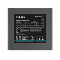 Deepcool PL650D, 650 W, 100 - 240 V, 50/60 Hz, 9 - 4.5 A, Aktiv, 100 W
