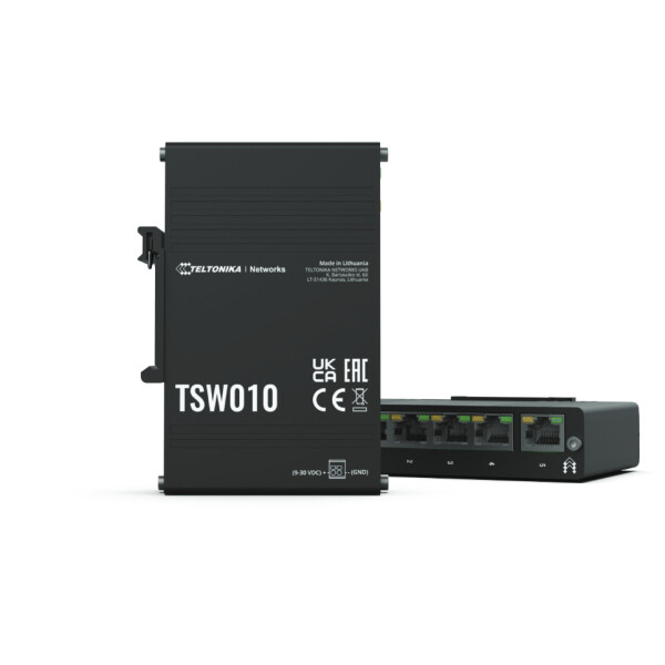 Teltonika TSW010 DIN Rain Switch 5 x, Fast Ethernet (10/100), Power over Ethernet (PoE)
