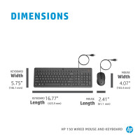 HP 150 Maus und Tastatur (kabelgebunden), Volle...