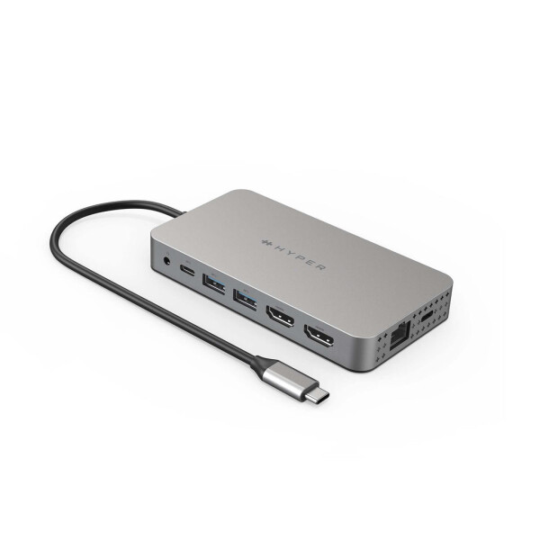 Targus DUEL HDMI 10-IN1, USB 3.2 Gen 1 (3.1 Gen 1) Type-C, 100 W, Edelstahl, MicroSD (TransFlash), SD, 4K Ultra HD, 60 Hz