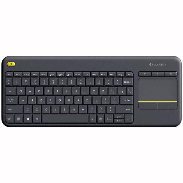 Logitech K400 Plus Tv, Mini, Kabellos, RF Wireless, QWERTY, Schwarz