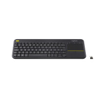 Logitech K400 Plus Tv, Mini, Kabellos, RF Wireless, QWERTY, Schwarz