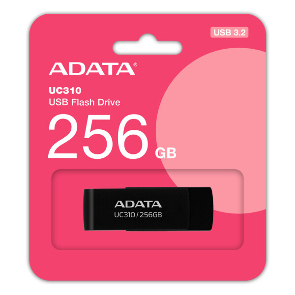 ADATA UC310, 256 GB, USB Typ-A, 3.2 Gen 1 (3.1 Gen 1), 100 MB/s, Drehring, Schwarz