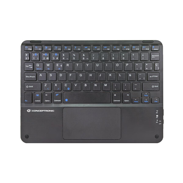 Conceptronic TOBIN01BES 10-Zoll-Bluetooth-Tastatur mit Touchpad, QWERTY Spanisch, Tenkeyless (80 - 87 %), Kabellos, Bluetooth, QWERTY, Schwarz