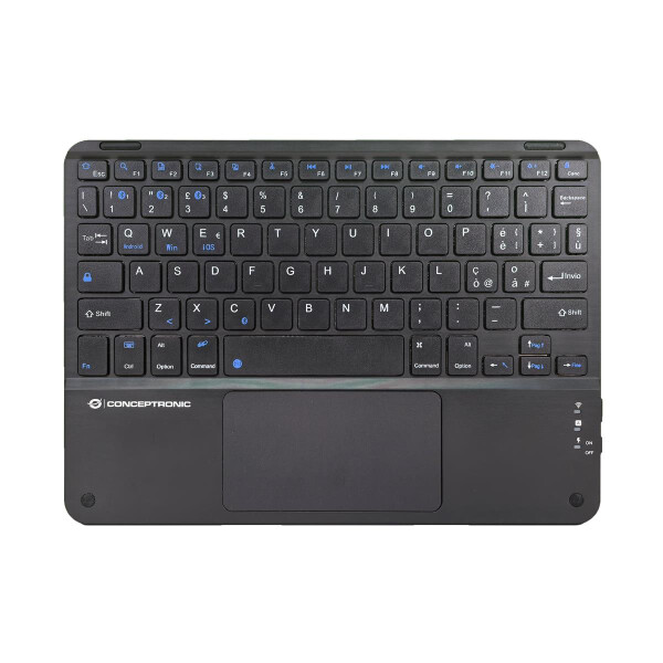 Conceptronic TOBIN01BIT 10-Zoll-Bluetooth-Tastatur mit Touchpad, QWERTY Italienisch, Tenkeyless (80 - 87 %), Kabellos, Bluetooth, QWERTY, Schwarz