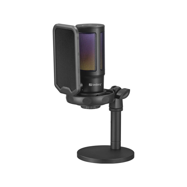 SANDBERG Streamer USB Microphone RGB, Studio-Mikrofon, -42 dB, 30 - 18000 Hz, 16 Bit, 48 kHz, 75 dB