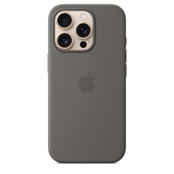 Apple iPhone 16 Pro Silikon Case mit MagSafe – Steingrau, Cover, Apple, iPhone 16 Pro, 16 cm (6.3"), Grau