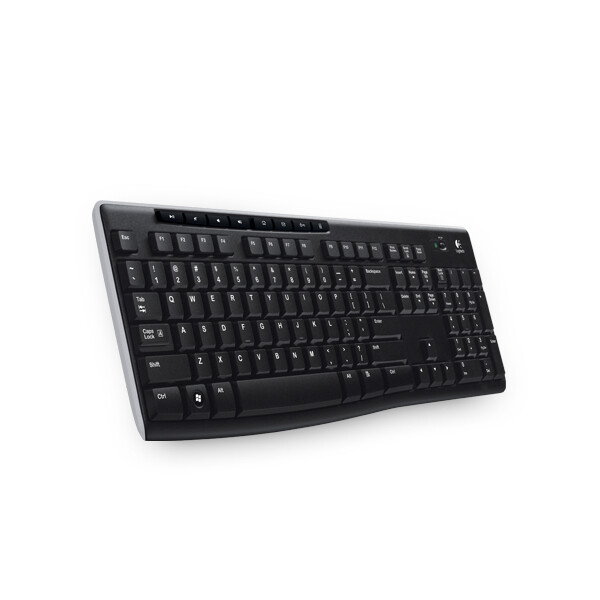 Logitech Wireless Keyboard K270, Volle Größe (100%), Kabellos, RF Wireless, QWERTY, Schwarz