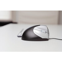 Bakker Handshake Mouse Wired VS4, Linkshändig, Vertikale Ausführung, Laser, USB Typ-A, 3200 DPI, Schwarz, Silber