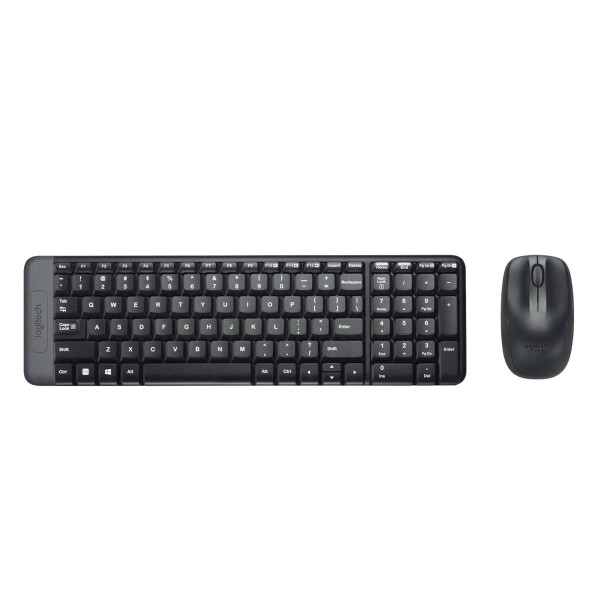 Logitech Wireless Combo MK220, Kabellos, RF Wireless, Mechanischer Switch, QWERTY, Schwarz, Maus enthalten