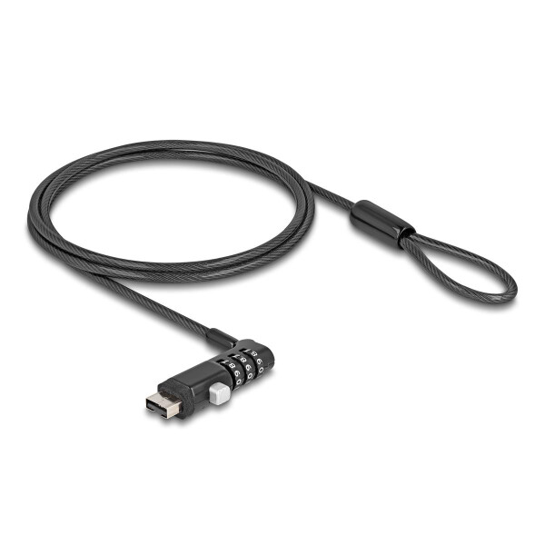 Navilock 20916, 1,8 m, USB Typ-A, Zahlenschloss, Karbonstahl, Schwarz