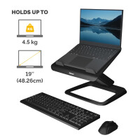 Fellowes Hana LT Laptop Support Black, Laptop-Ständer, Schwarz, Acrylnitril-Butadien-Styrol (ABS), 48,3 cm (19"), 4,5 kg, 342 mm