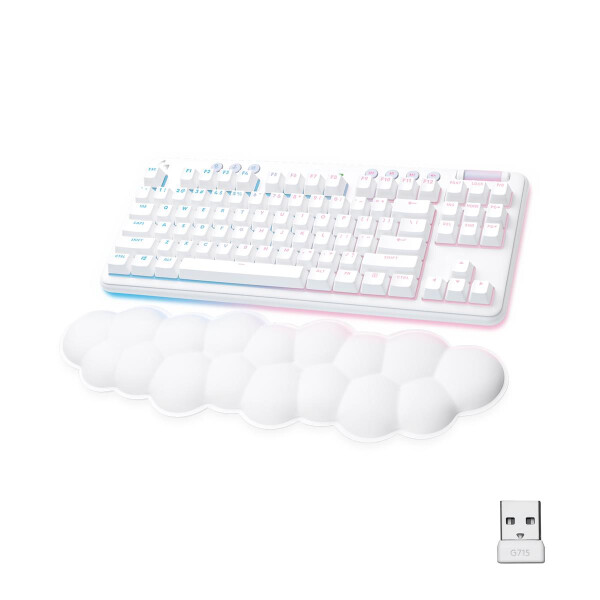 Logitech G G715, Kabellos, RF Wireless + Bluetooth, Mechanischer Switch, QWERTZ, RGB-LED, Weiß