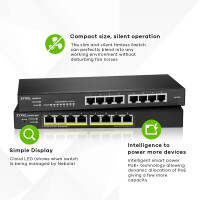 ZyXEL GS1915-8EP, Managed, L2, Gigabit Ethernet...