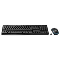 Logitech Wireless Combo MK270, Volle Größe (100%), Kabelgebunden, USB, AZERTY, Schwarz, Maus enthalten
