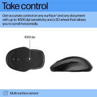 HP 515 Ultra-schnelle wiederaufladbare Wireless-Maus, Beidhändig, RF Wireless, 4000 DPI, Schwarz