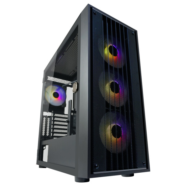 LC-Power LC-810B-ON, Midi Tower, PC, Schwarz, ATX, EATX, micro ATX, Mini-ITX, Metall, Kunststoff, Gehärtetes Glas, Gaming