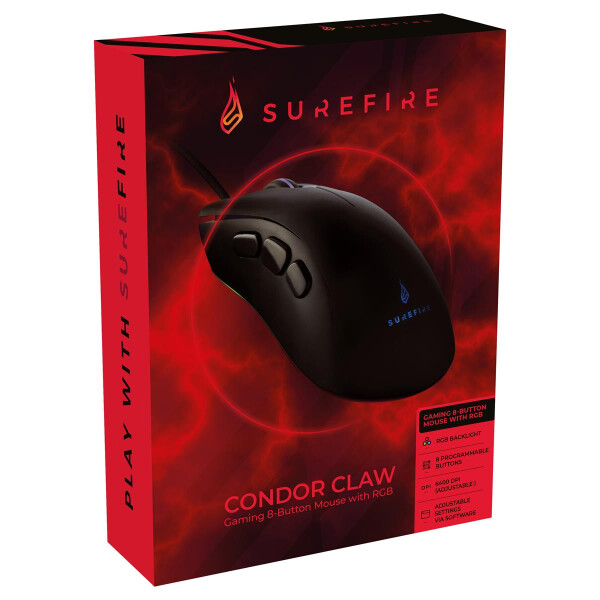 Verbatim SureFire Condor Claw, rechts, Optisch, USB Typ-A, 6400 DPI, 6000 fps, Schwarz