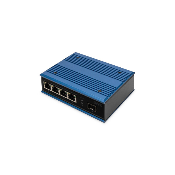 DIGITUS 4 Port Fast Ethernet Netzwerk Switch, Industrial, Unmanaged, 1 SFP FE Uplink