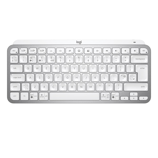 Logitech MX Keys Mini Minimalist Wireless Illuminated Keyboard, Mini, Kabellos, RF Wireless + Bluetooth, QWERTY, LED, Grau