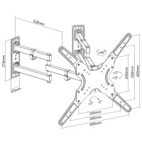 Equip 650328 Neig-/schwenkbare Eck-TV-Wandmontagehalterung, 23 bis 55 Zoll, 139,7 cm (55"), 200 x 100 mm, 400 x 400 mm, -15 - 2°, Kunststoff, Edelstahl, Schwarz