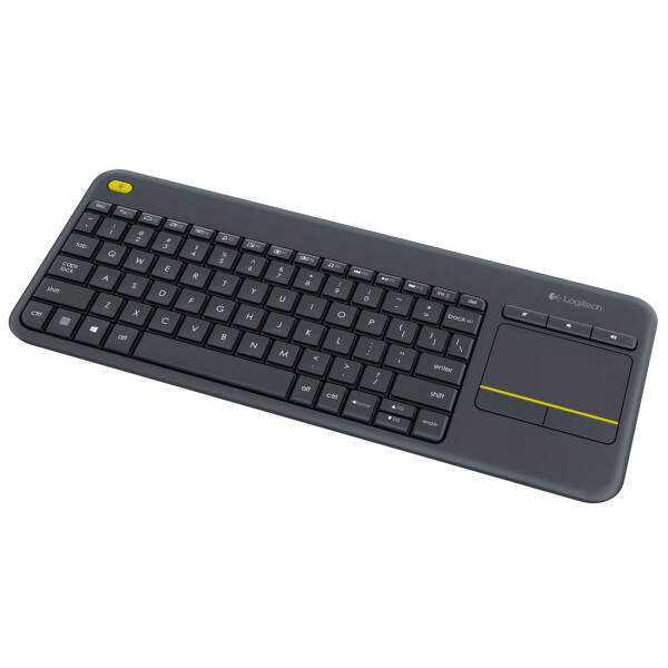 Logitech K400 Plus Tv, Mini, Kabellos, RF Wireless, QWERTY, Schwarz