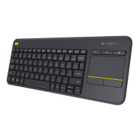 Logitech K400 Plus Tv, Mini, Kabellos, RF Wireless, QWERTY, Schwarz