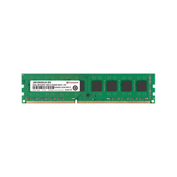 Transcend JetRam JM1600KLU-2G, 2 GB, 2 x 8 GB, DDR3, 1600 MHz, 288-pin DIMM