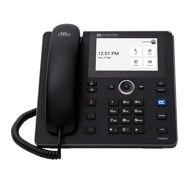 AudioCodes C455HD, IP-Telefon, Schwarz, Kabelgebundenes Mobilteil, Android, SIP-Info, 8 Zeilen