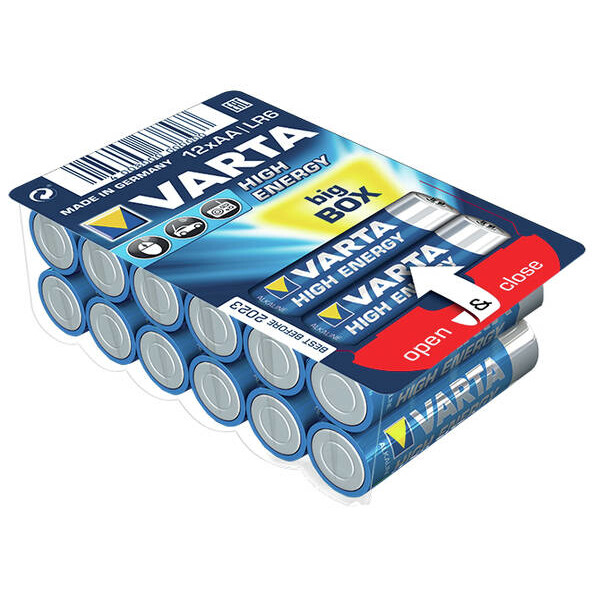 Varta High Energy AA, Einwegbatterie, AA, Alkali, 1,5 V, 12 Stück(e), Blau, Silber