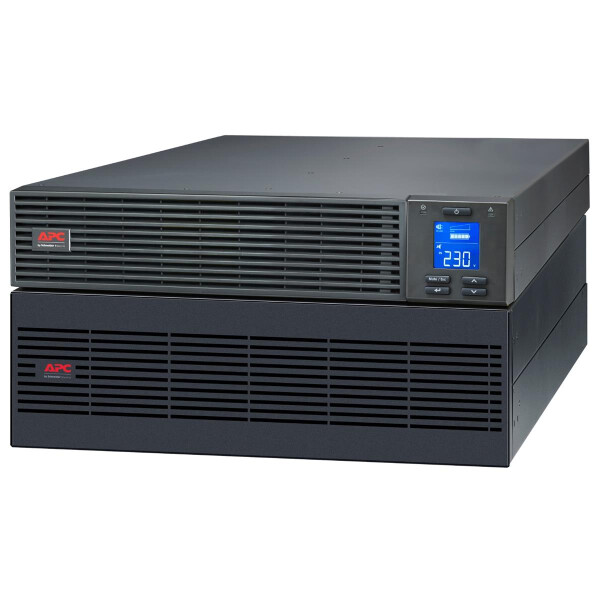 APC Easy UPS On-Line, 5kVA/5kW, Rackmontage 5HE, 230V, Festverdrahteter 3-adriger (1P+N+E) Ausgang, Kartensteckplatz, LCD, verläng. Laufzeit, mit Kit, Doppelwandler (Online), 5 kVA, 5000 W, Reiner Sinus, 110 V, 300 V