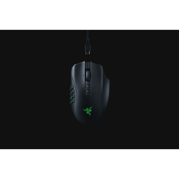 Razer Naga V2 Pro, rechts, Optisch, RF Wireless + Bluetooth + USB Type-C, 30000 DPI, Schwarz