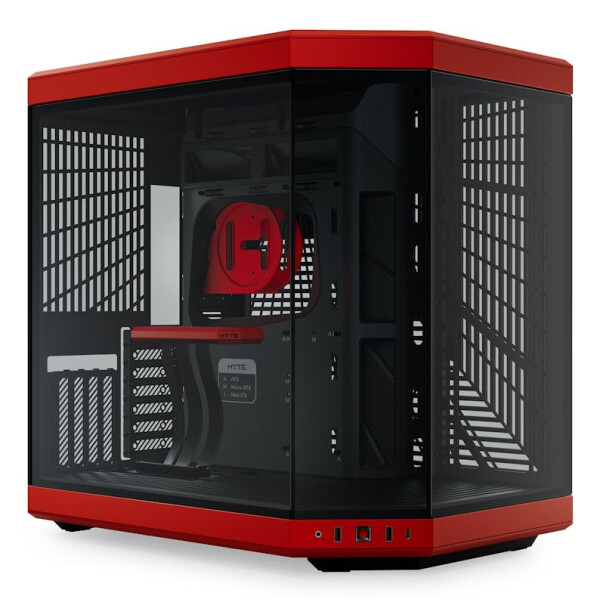 HYTE Y70, Midi Tower, PC, Schwarz, Rot, ATX, EATX, ITX, micro ATX, Mini-ATX, ABS, Stahl, Gehärtetes Glas, 18 cm
