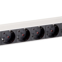 Equip 8-Fach Deutsche Steckdosenleiste, Aluminium-Schale, 1U, Horizontal, Aluminium, Schwarz, Silber, 8 AC-Ausgänge, Typ F