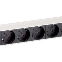 Equip 8-Fach Deutsche Steckdosenleiste, Aluminium-Schale, 1U, Horizontal, Aluminium, Schwarz, Silber, 8 AC-Ausgänge, Typ F